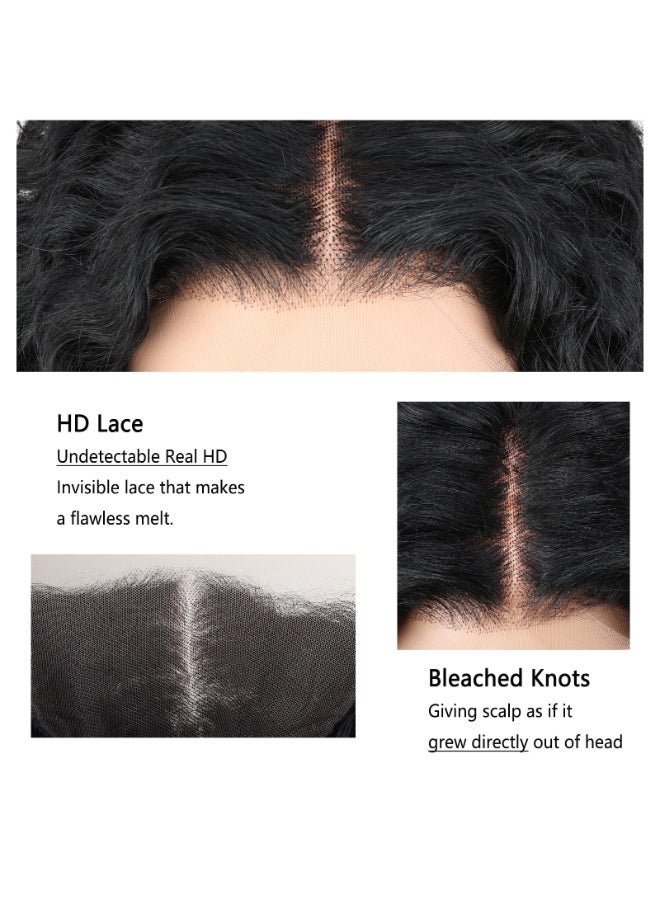 ijoy Burmese Curly Human Hair Wig 13x4 Lace Front Wigs 180 Density Pre Plucked Brazilian Tiny Knots 18 Inch Lace Frontal Wig Natural Black Blend Curly - Image 4