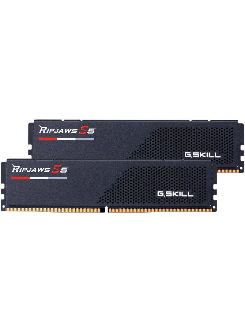 G.Skill Ripjaws S5 DDR5-5200 64GB (2x32GB) CL36-36-36-83 1.25V Dual Channel Desktop Memory Kit, Intel XMP 3.0 & AMD EXPO Compatible, 288-Pin DIMM, Low Profile Matte Black | F5-5200J3636D32GX2-RS5K - Image 1