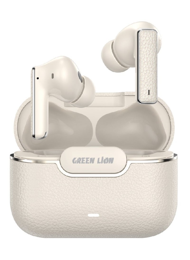 GREEN LION River Plus True Wireless Earbuds ANC + ENC Clarity and 2.4G Connector / Truewireless Headphones / Smart In-Ear Detection  / Wireless Charging / Waterproof Earbuds / Hands-Free Headphone / 6-Mic ENC Calls / In-Ear Headphones for Music, Calls & Gaming - Cream - Image 1