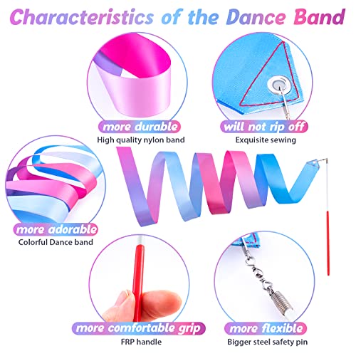 Cikyner Gymnastics Ribbon, 2 Pack Colorful Gymnastics Band with Stick, Dance Band Children Rainbow Band for School and Home Game, Ideal for Girls on Children's Birthday Party or Christmas - Image 2