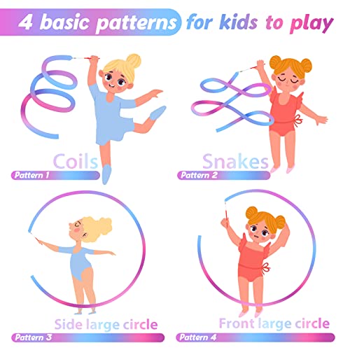 Cikyner Gymnastics Ribbon, 2 Pack Colorful Gymnastics Band with Stick, Dance Band Children Rainbow Band for School and Home Game, Ideal for Girls on Children's Birthday Party or Christmas - Image 4