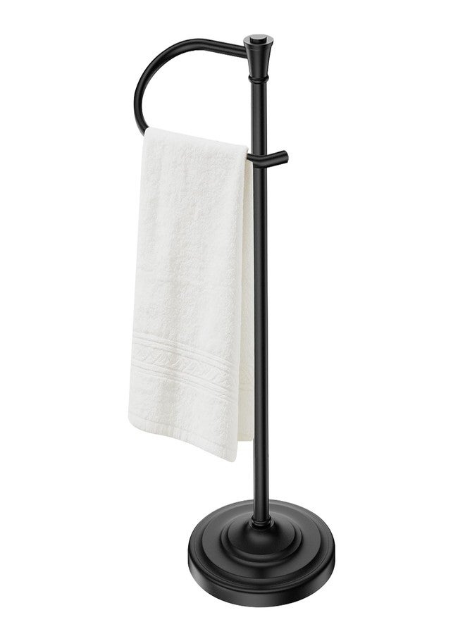 UNCONSIL Black Bath Hand Towel Holder Stand,Stainless Steel 16 Inch Free Standing Towel Rack,Heavy Weight Towel Bar for Bathroom Vanity Countertop &Kitchen - Image 1