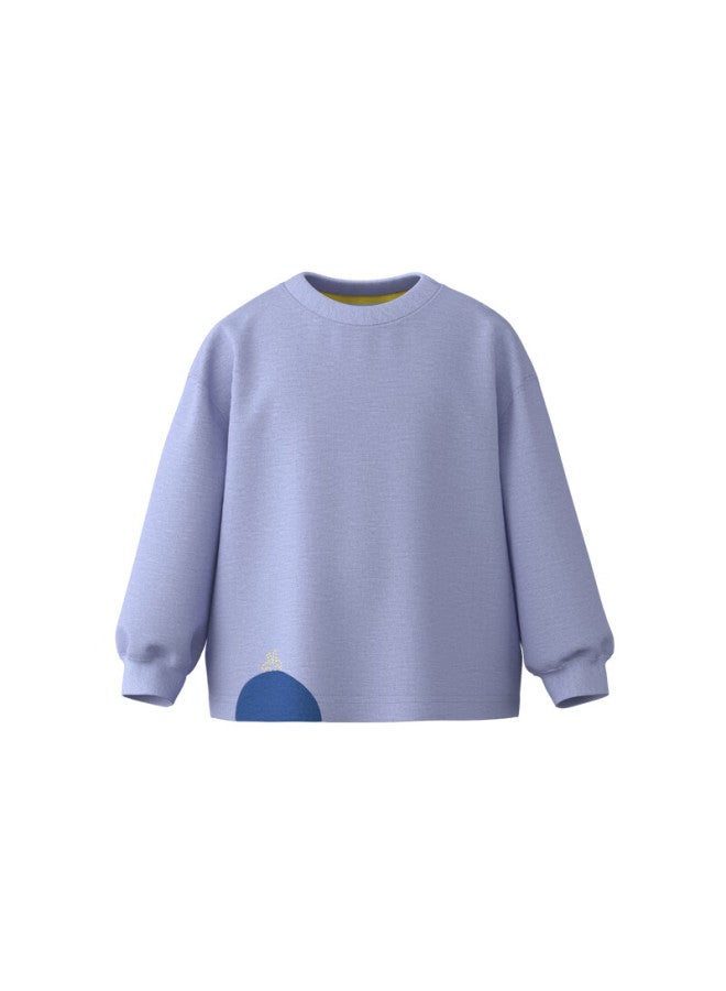 Papapapa Autumn New Children's Long Sleeve T-shirt Boys And Girls Pure Cotton Breathable Versatile Base Shirt Blue 110 - Image 4