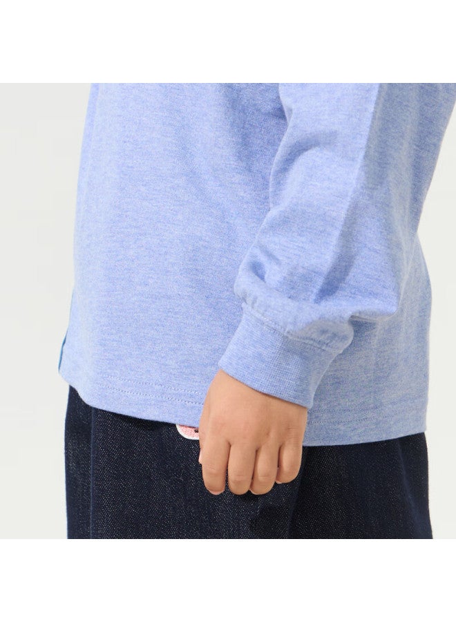 Papapapa Autumn New Children's Long Sleeve T-shirt Boys And Girls Pure Cotton Breathable Versatile Base Shirt Blue 110 - Image 2