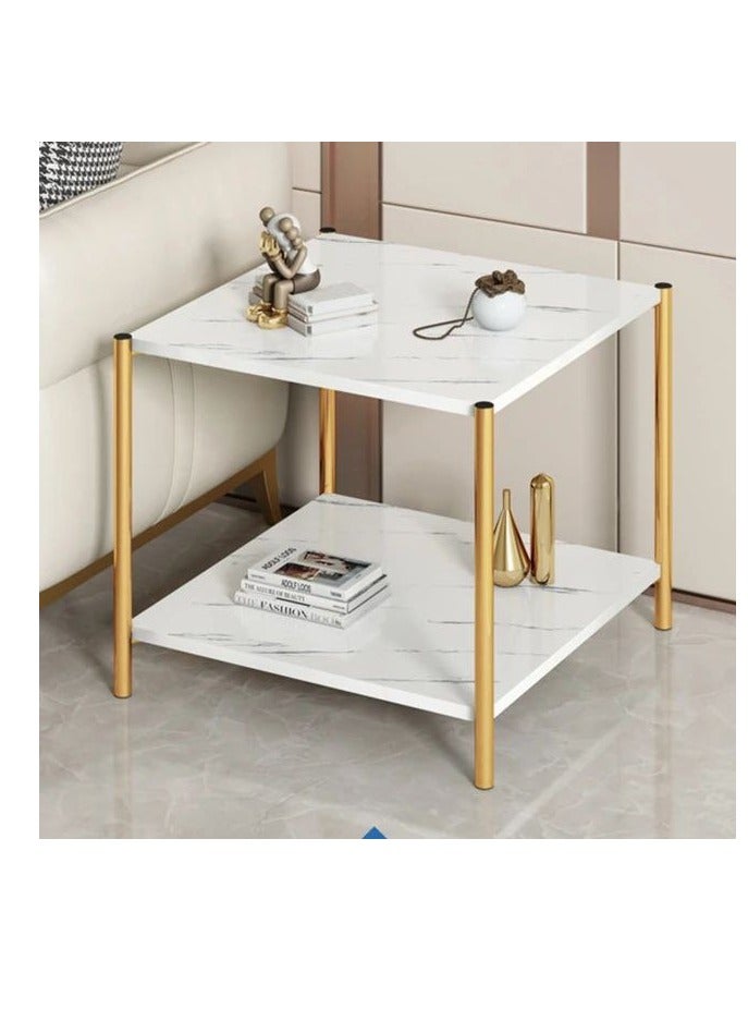 BAIG Creative Round Table Nordic Small Coffee Table Modern Home Living Room Sofa Round Bedside Table Multifunctional Removable white  60*60*43CM - Image 2