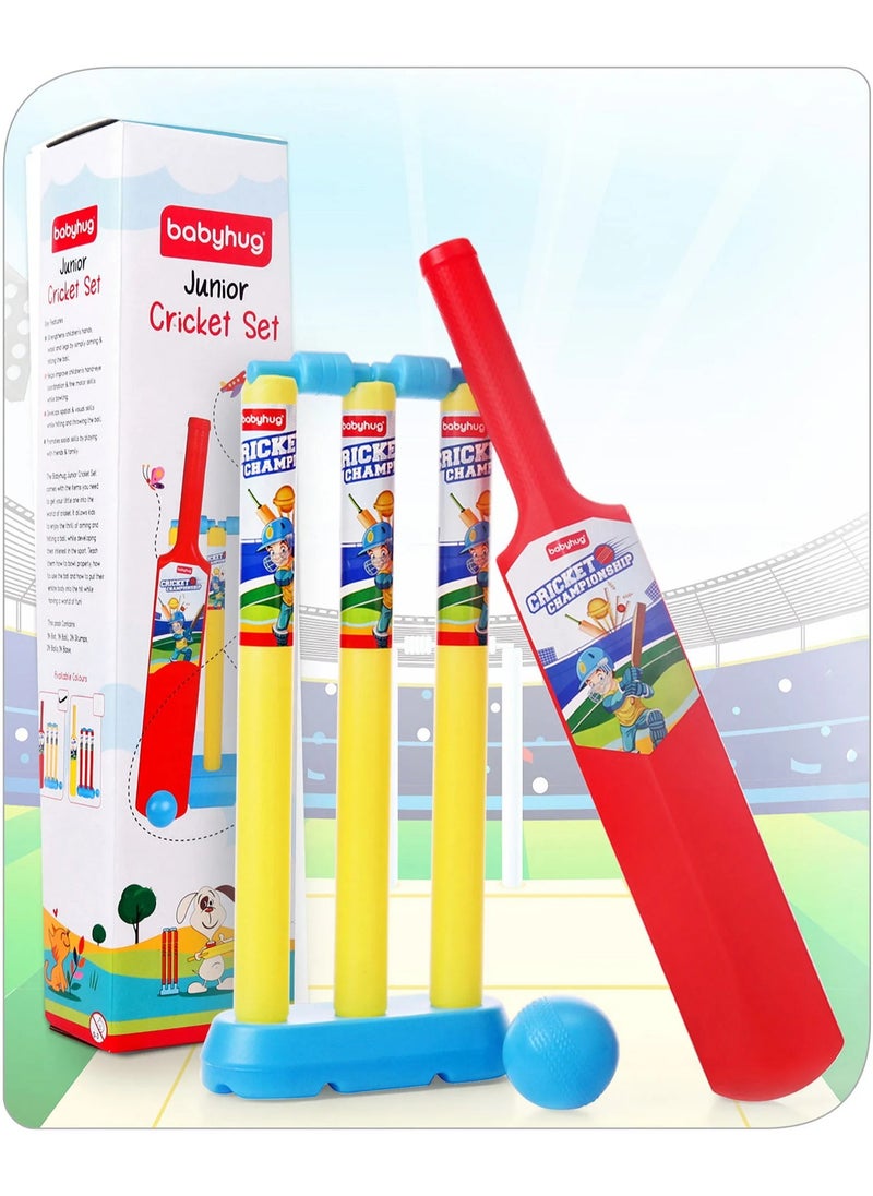 babyhug - Babyhug Junior Cricket Set 3-5 Years - 46cm Bat, Improves Motor Skills & Coordination - Red & Yellow - Image 1