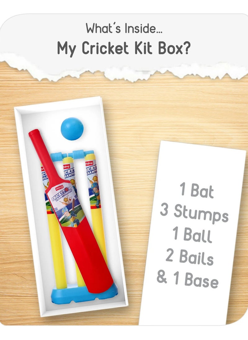 babyhug - Babyhug Junior Cricket Set 3-5 Years - 46cm Bat, Improves Motor Skills & Coordination - Red & Yellow - Image 1