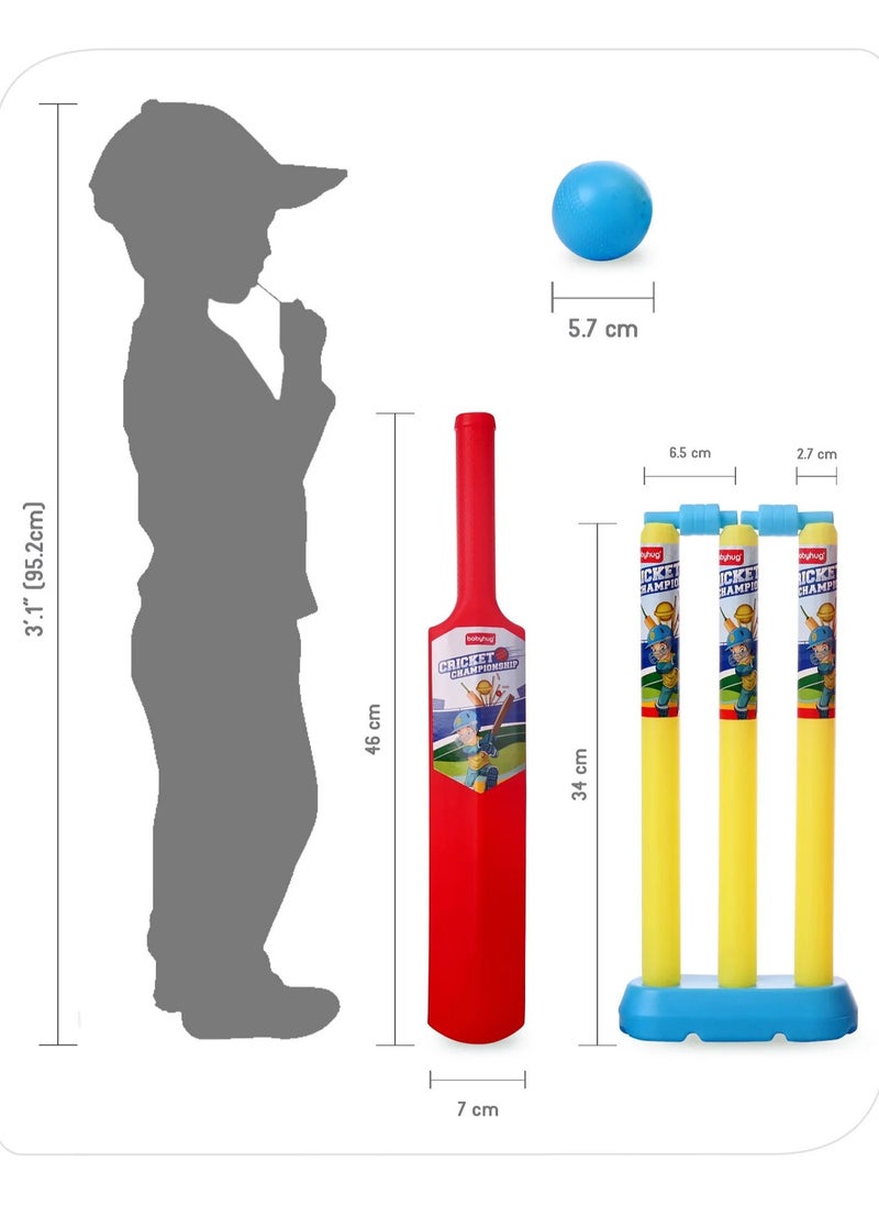 babyhug - Babyhug Junior Cricket Set 3-5 Years - 46cm Bat, Improves Motor Skills & Coordination - Red & Yellow - Image 1