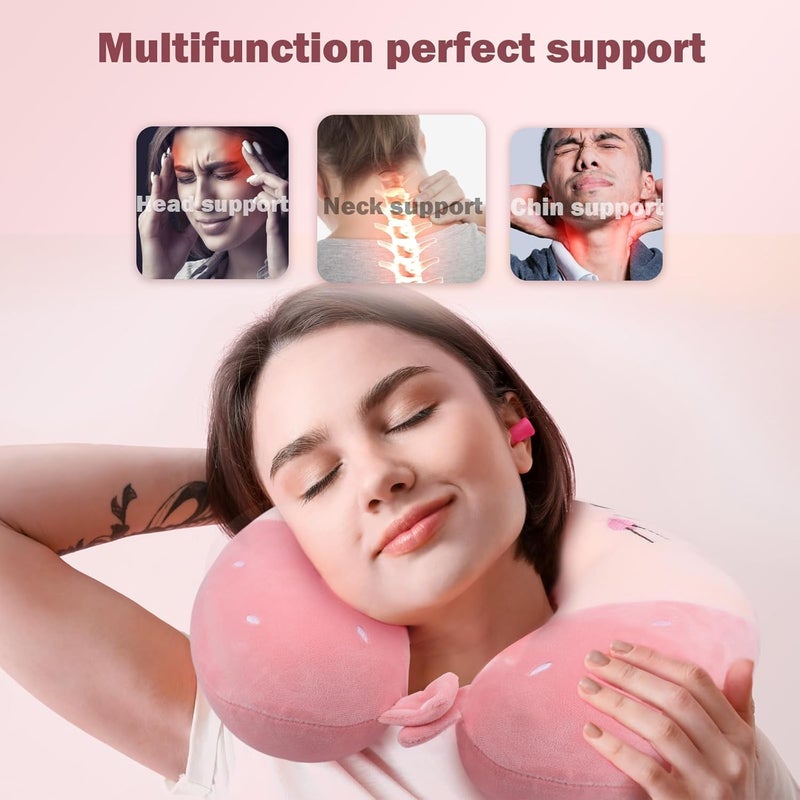 KASTWAVE Neck Travel Pillow, Memory Foam Kids Travel Pillow, Removable Travel Neck Pillow with Zips, 360° Adjustable Neck Chin Support Cushion, Comfortable Adult Kids Travel Pillow, for Sleeping - Image 4