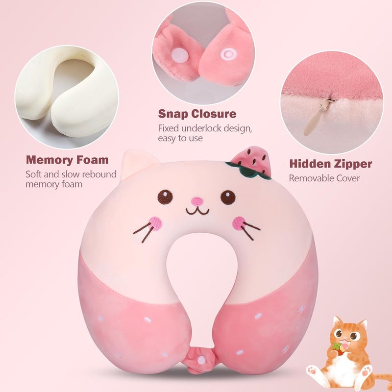 KASTWAVE Neck Travel Pillow, Memory Foam Kids Travel Pillow, Removable Travel Neck Pillow with Zips, 360° Adjustable Neck Chin Support Cushion, Comfortable Adult Kids Travel Pillow, for Sleeping - Image 2