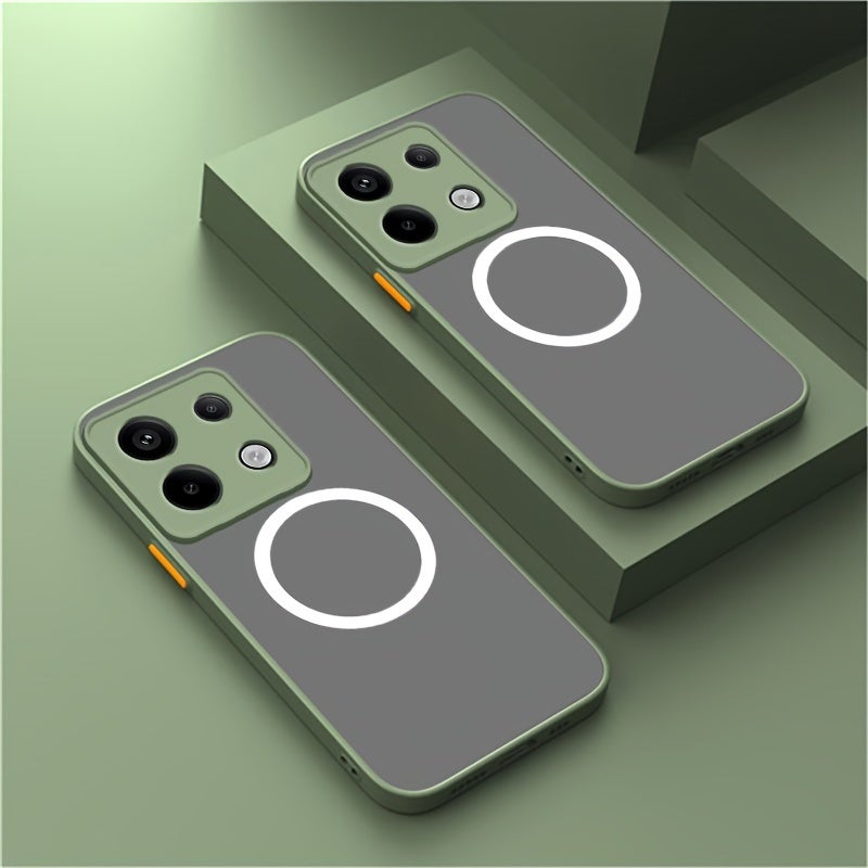Green Matte Magnetic Car Mount Phone Case for Redmi Note 13 Series, Anti-Fingerprint Shockproof TPU+PC Hybrid Cover - Image 3