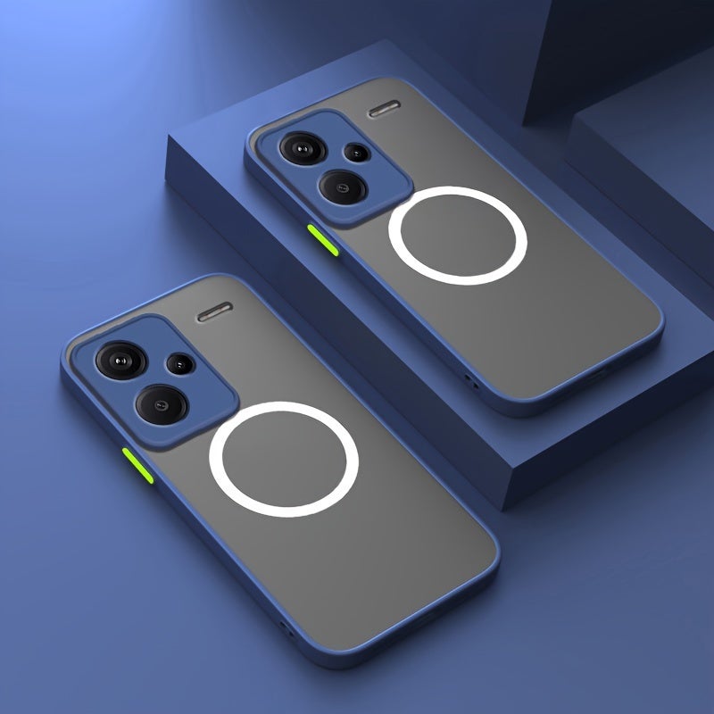 Green Matte Magnetic Car Mount Phone Case for Redmi Note 13 Series, Anti-Fingerprint Shockproof TPU+PC Hybrid Cover - Image 4