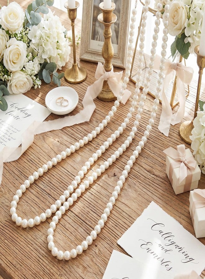 Canlierr 2 Pcs 5.6ft Wedding Giant Pearl Garland Decorations Large Faux Bead Garland with Hook for Ceremony Photo Booth Outdoor Proposal Scene Garden Beach Party Decor(Ivory White,25mm,Simple) - Image 2