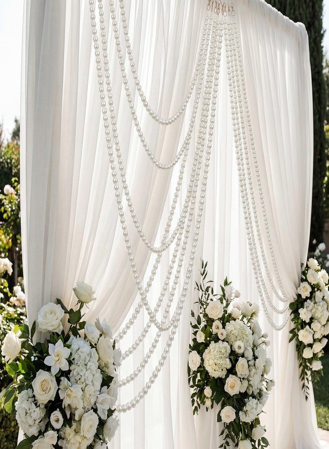 Canlierr 2 Pcs 5.6ft Wedding Giant Pearl Garland Decorations Large Faux Bead Garland with Hook for Ceremony Photo Booth Outdoor Proposal Scene Garden Beach Party Decor(Ivory White,25mm,Simple) - Image 4