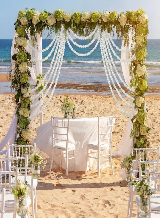 Canlierr 2 Pcs 5.6ft Wedding Giant Pearl Garland Decorations Large Faux Bead Garland with Hook for Ceremony Photo Booth Outdoor Proposal Scene Garden Beach Party Decor(Ivory White,25mm,Simple) - Image 3