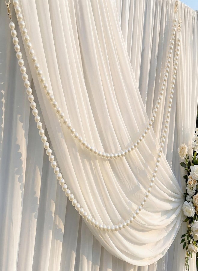 Canlierr 2 Pcs 5.6ft Wedding Giant Pearl Garland Decorations Large Faux Bead Garland with Hook for Ceremony Photo Booth Outdoor Proposal Scene Garden Beach Party Decor(Ivory White,25mm,Simple) - Image 1