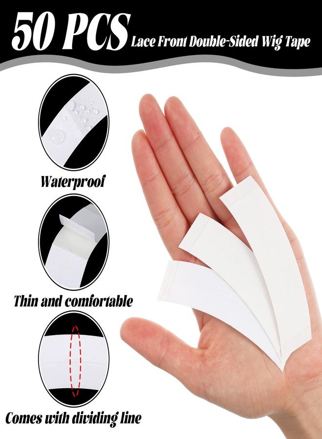 Molain 50Pcs Wig Tape Double Sided Ultra Hold Waterproof Lace Tape, Waterproof Lace Front Tape for Wigs Toupees Hair Extension Tapes Hairpiece - Image 3