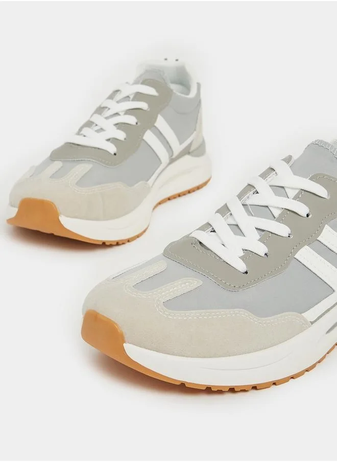Styli Color Block Lightweight Lace Up Sneakers