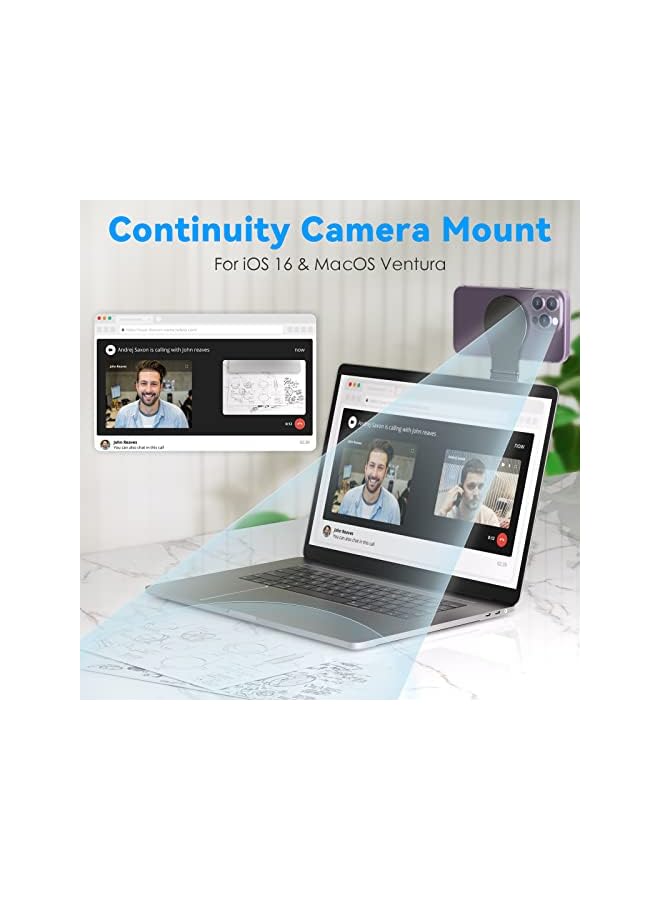 Green Tiger Magnetic Mobile Phone Stand for Laptop & Car & Tripod, 270° Rotation Mobile Phone Holder Accessories, Slim Portable Foldable for iPhone MagSafe 15/14/13/12 TV Tesla Mount, Black - Image 2