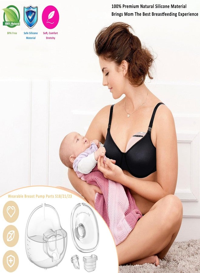 Coolle Breast Pump Parts Flange Shield 24mm Duckbill Valve Silicone Diaphragm Milk Collector Cup Set Overall Accessories Wearable Portable Compatible with MOMMED Mumgaroo MISSAA Bioby S18 S21, 2 Packs 12 Pcs - Image 3