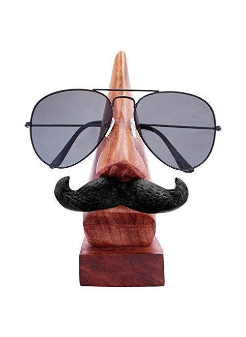 BOGEN LITE BOGEN LITE Wooden Eyeglass Round Shape Spectacle Holder Handmade Mustache Display Stand for Office Desk Gifts Item  - Image 1
