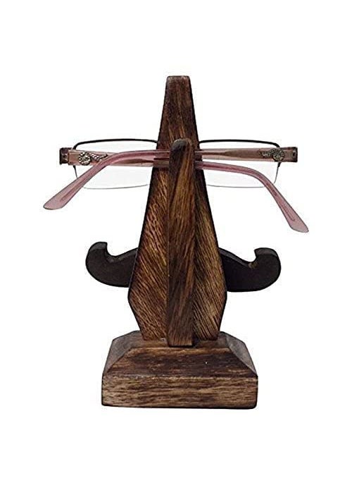 BOGEN LITE BOGEN LITE Wooden Eyeglass Round Shape Spectacle Holder Handmade Mustache Display Stand for Office Desk Gifts Item  - Image 4