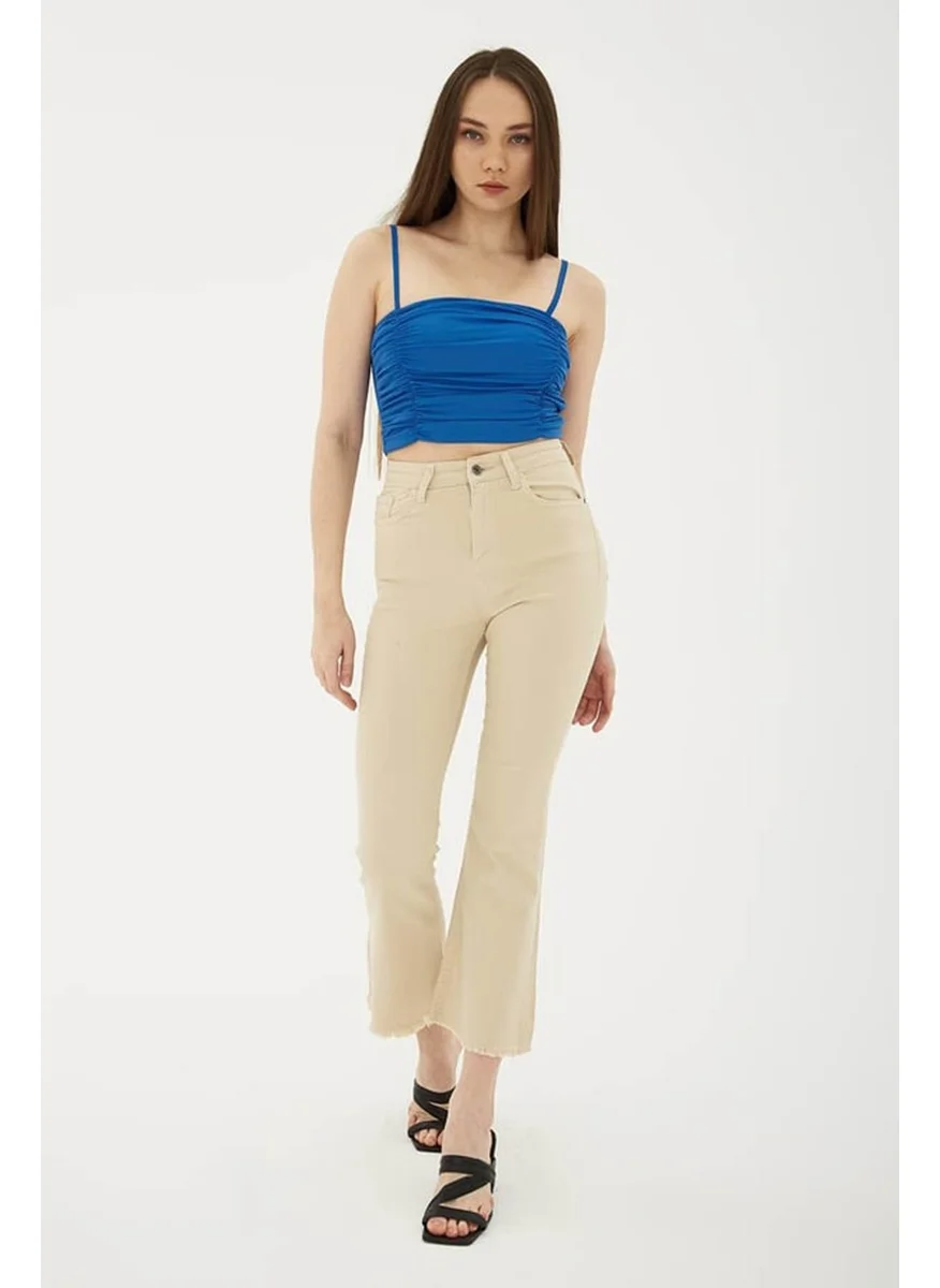 Fashion Friends High Waist Flare Leg Beige Women's Jeans 25Y0294K1