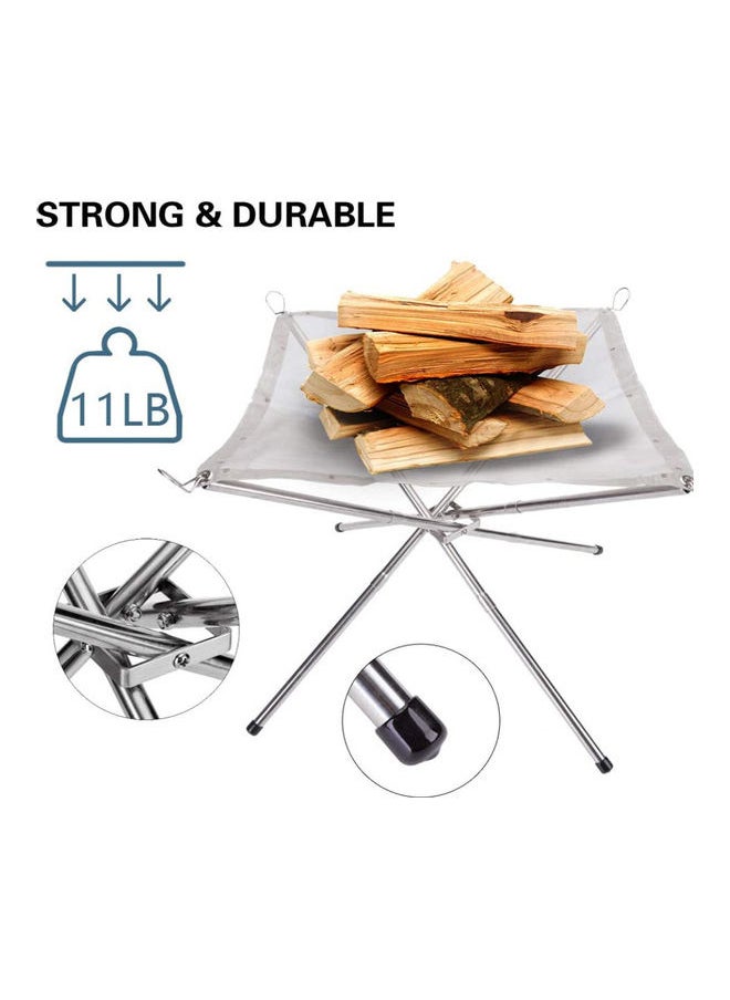 Aralifes - Folding Campfire Rack Portable Fire Pit for Camping Fire Bowl 25x10x10cm Foldable Stainless Steel Outdoor Wood Burning - Image 1