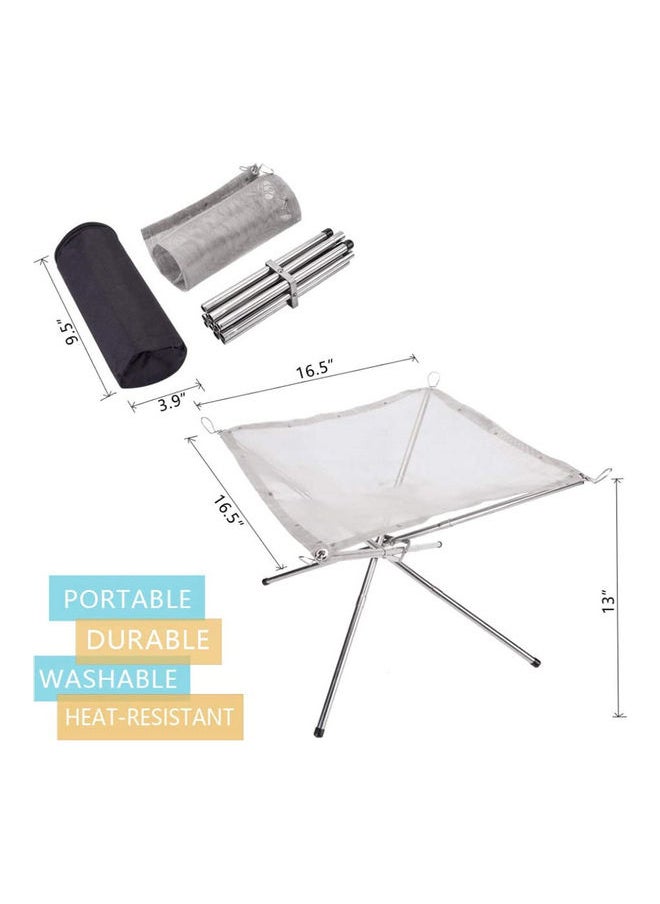 Aralifes - Folding Campfire Rack Portable Fire Pit for Camping Fire Bowl 25x10x10cm Foldable Stainless Steel Outdoor Wood Burning - Image 1