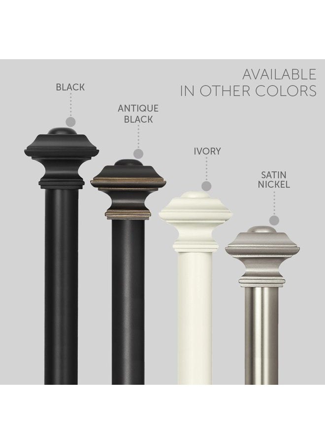 Ivilon Drapery Treatment Window Curtain Rod - Square Design 1 1/8 Rod. 72 to 144 Inch. Black - Image 5