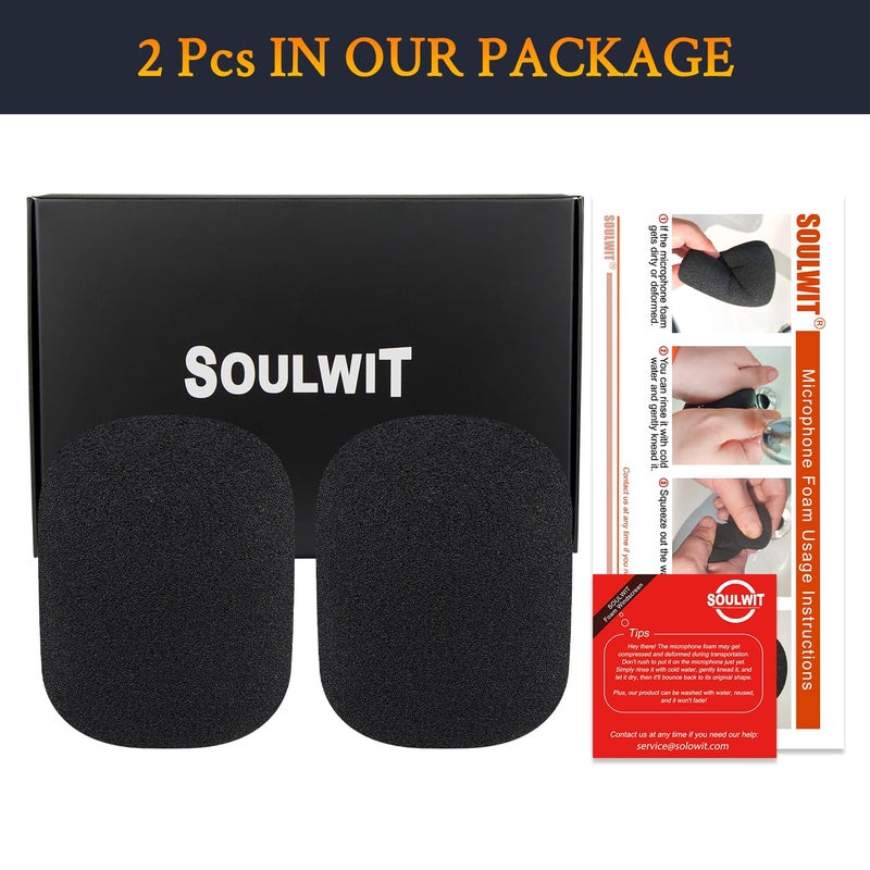SoloWIT 2Pcs Microphones Pop Filter for Rode Podcaster, Protective Mic Cover Windscreen Foam - Black - Image 3