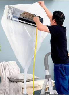 LARGE Indoor AC Cover Cleaning Bag, 1.6M Hose, Fits up to 3.5M Units, Transparent Protector for Wall Mounted Air Conditioners, Reusable