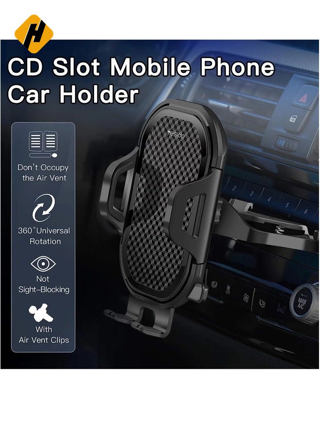 HuHa Universal Air Vent CD Slot Car Cell Phone Holder Compatible with iPhone 12/11Pro/Xs MAX/XR/8, Galaxy S20/S10+/S9 - Image 2