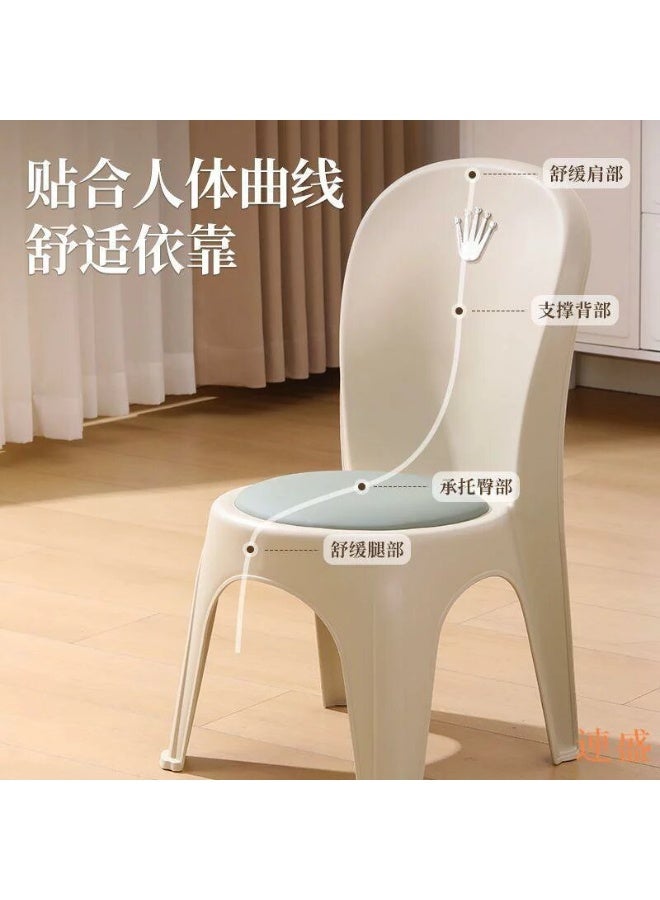 Thickened plastic dining chair, simple backrest stool for living room, home use, PU leather, Nordic-style dining table and chair, comfortable for long-term sitting, backrest - Image 1