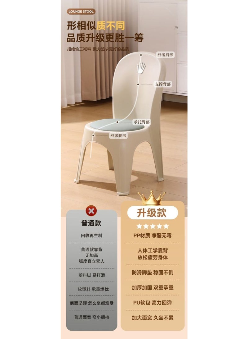 Thickened plastic dining chair, simple backrest stool for living room, home use, PU leather, Nordic-style dining table and chair, comfortable for long-term sitting, backrest - Image 5