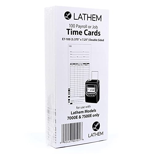 Lathem Universal Time Clock Cards, 2-Sided Bi-Weekly Format, 100 Pack Numbered, White Tag Stock for 7000E Recorder, 3 1/2 X 7 1/4 - Image 4