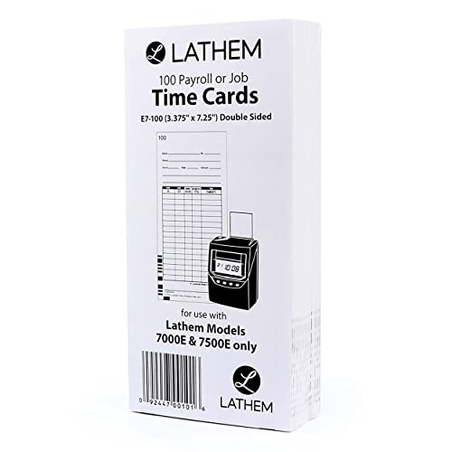 Lathem Universal Time Clock Cards, 2-Sided Bi-Weekly Format, 100 Pack Numbered, White Tag Stock for 7000E Recorder, 3 1/2 X 7 1/4 - Image 3