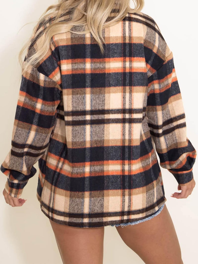 AUTOMET Shackets for Women Plaid Flannel Shirts Fall Winter Jackets Cute Tops Trendy Western Cowgirl Outfits Girls Coats Orangeblack XXL - Image 4
