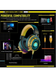 EKSA EKSA E900 Pro USB Gaming Headset for PC , Computer Headset with Detachable Noise Cancelling Mic, 7.1 Surround Sound, 50MM Driver  - Image 4