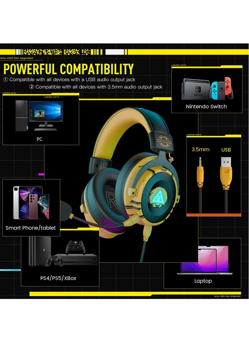 EKSA E900 Pro Gaming Headset for PC , Computer Headset with Detachable Noise Cancelling Mic, 7.1 Surround Sound, 50MM Driver - Image 4
