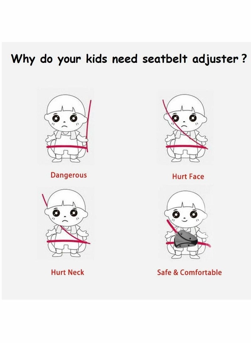 Seat Belt Adjuster and Pillow with Clip for Kids Travel,Neck Support Headrest Seatbelt Pillow Cover & Seatbelt Adjuster for Child,Car Seat Strap Cushion Pads for Baby Short People Adult (Gray) - Image 2