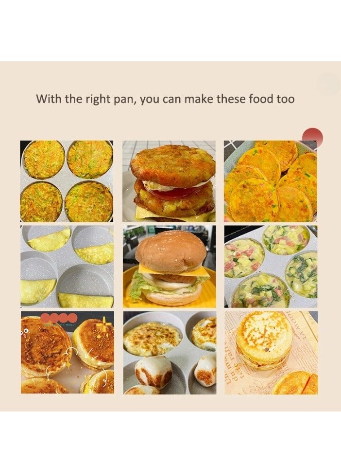 AROAQ Cooking Pan, 4 Hole Omelet Pan With Lid, Durable And Safe Nonstick Egg Frying Pan, Easy To Clean Breakfast Cookware Pan With Heat Resistant Handle, (1pc, Black) - Image 3