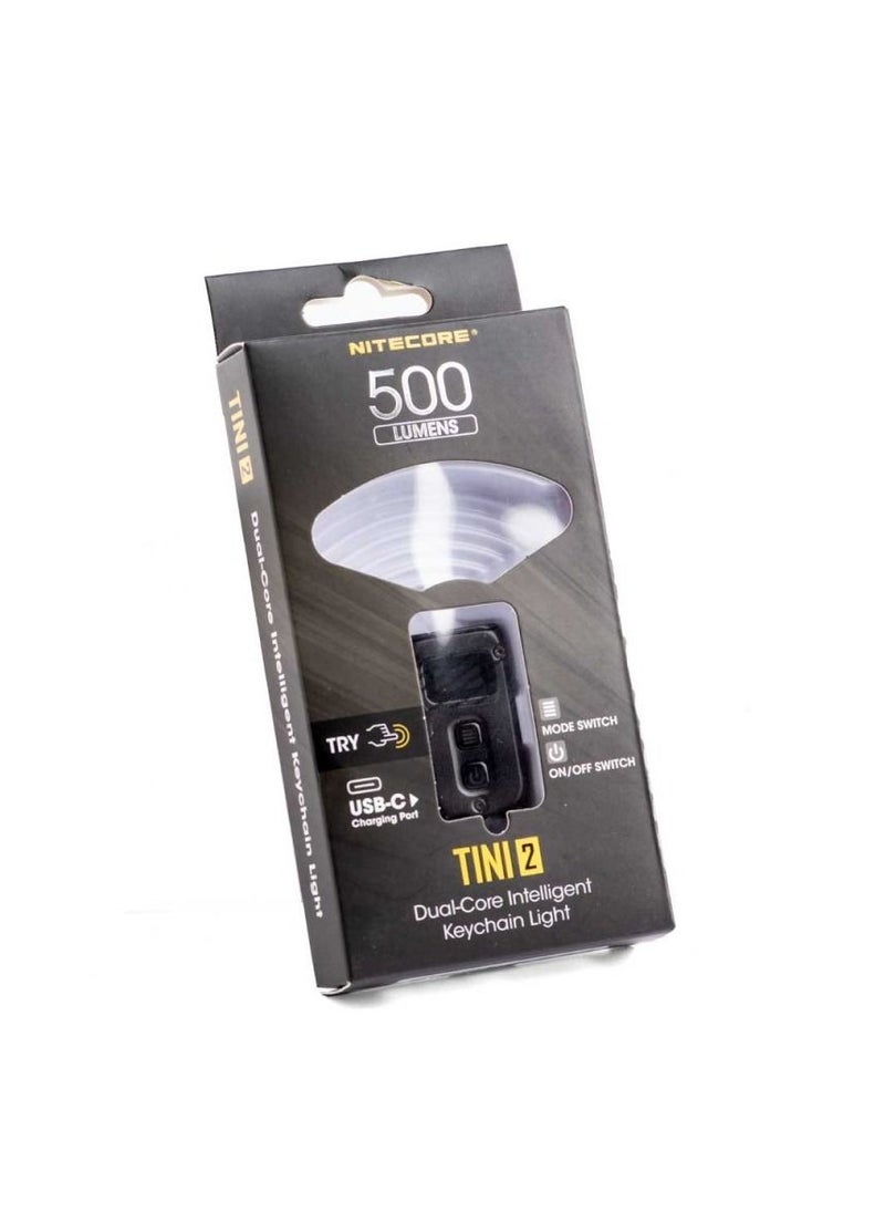 NITECORE - Nitecore Tini 2 Black 500 Lumen Usb-c Rechargeable Keychain Flashlight - Image 1