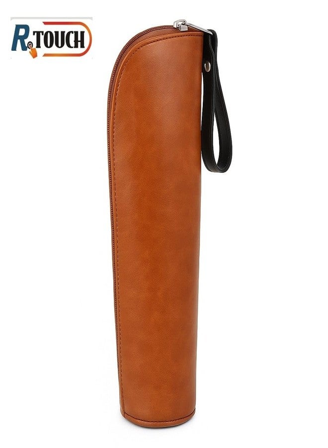 R TOUCH Leather @ Thermal Bottle Bag Keep Warm/Cold Cover with Hanging Strap-1000 ML, Brown - Image 3