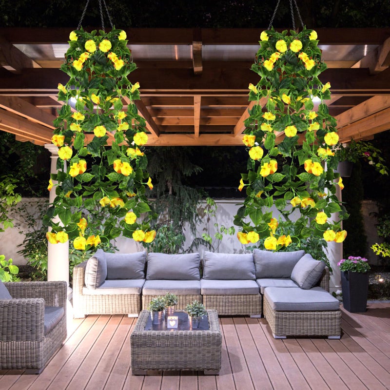 AirSun Artificial Morning Glory Flower Vines, 2pcs 15Feet Hanging Plants Silk Garland Fake Green Plant Home Garden Wall Fence Indoor Outdoor Wedding Birthday Decor - Image 5