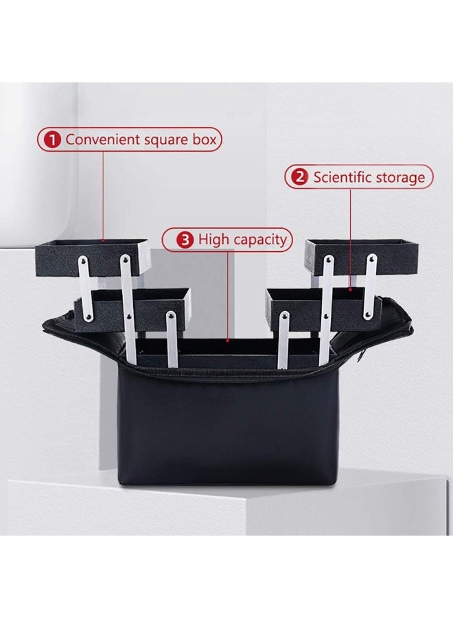 Waterproof 4 Foldable Trays Travel Cosmetic Bag - Lightweight Multifunctional Organizer with Dividers for Cosmetics, Brushes ，Toiletries(28*20*26cm) - Image 4