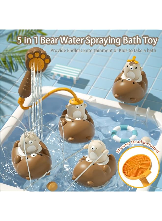 KASTWAVE Bath Toys For Toddlers Shower Head For Bath Sprayer 5 Modes Bear Sprinkler Bathtub Toys Gifts For Kids Boy Girl Baby Bath Sprayer Toy With Shower Head - Image 2