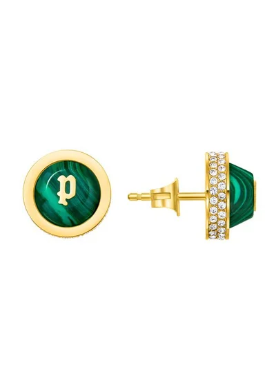 POLICE Beaming Earrings for Women Gold Plating with Malachite