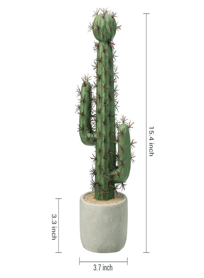 MyGift 16 Inch Artificial Fake Cactus Saguaro Plant in Cement Planter Pot, Southwest Decor Indoor Faux House Plant - Image 5