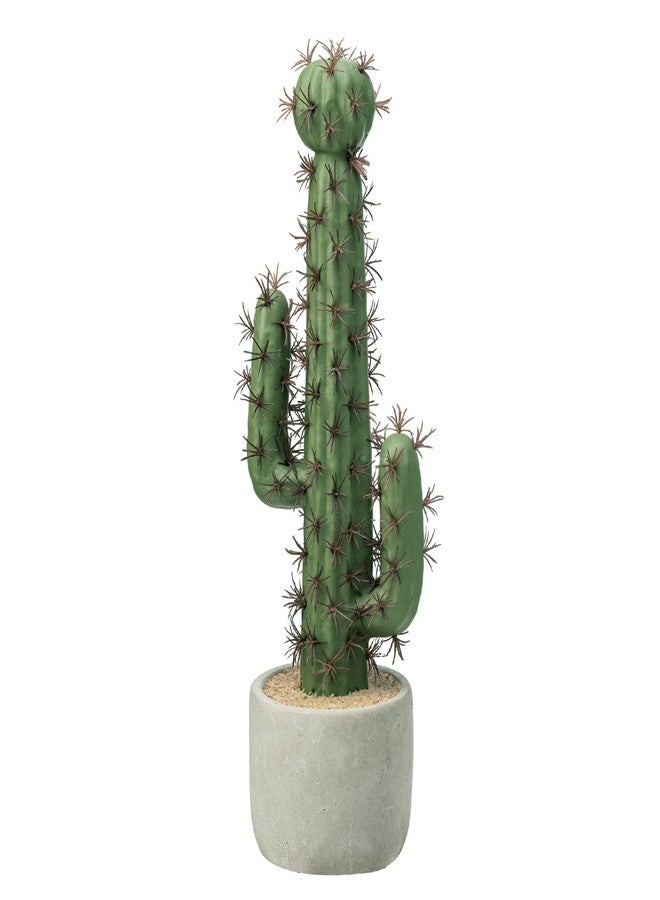 MyGift 16 Inch Artificial Fake Cactus Saguaro Plant in Cement Planter Pot, Southwest Decor Indoor Faux House Plant - Image 1